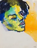 Emil Nolde, Frauenkopf blauschwarzes Haar