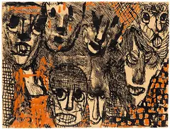 Louis Soutter, Mort - Vies fleuves et efficaces, 1930-1937, Pen and India ink drawing and gouache