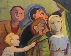 Karl Hofer, Neugierige, 1947, Oil on cardboard