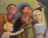 Karl Hofer, Neugierige, 1947, Oil on cardboard