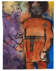 Emil Nolde, Paar (Blonde Frau und schwarzhaariger, in Kasak gekleideter Mann), 1931/32, Watercolor