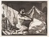 Pablo Picasso, Faune dévoilant une dormeuse (Jupiter et Antiope, d’après Rembrandt), 1936, Etching and aquatint