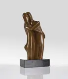 Marg Moll, Lovers, 1928, Bronze with light brown patina, on a stone base