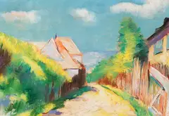 Lesser Ury, Dorfstrasse, Ca. 1910, Pastel on cardboard, firmly mounted