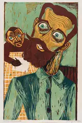 Conrad Felixmüller, Versammlungsredner, 1920/21, Woodcut in colors