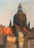 Lesser Ury, Kuppel der Frauenkirche in Dresden, Ca. 1890/1900, Pastel on cardboard