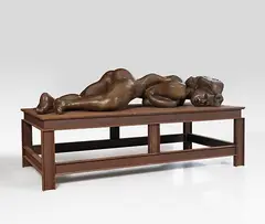 Thomas Schütte, Bronzefrau Nr. 12, 2003, Bronze patina, on a steel table