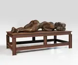Thomas Schütte, Bronzefrau Nr. 12, 2003, Bronze patina, on a steel table