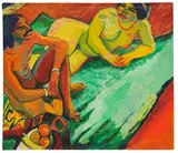 Max Pechstein, Inder und Frauenakt / Früchte (Rückseite), 1910, Oil on canvas, painted on both sides