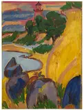 Ernst Ludwig Kirchner, Leuchtturm hinter Bucht, 1912, Oil on canvas