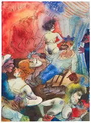 Otto Dix, Salon d'amur (Matrosenkneipe), Um 1922, Watercolor and ink pen
