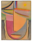 Abstrakter Kopf: September by Alexej von Jawlensky, 1927, Oil on structured wove paper, originally laid o..., sold Dec 2025