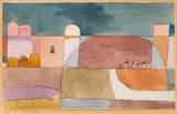 Paul Klee, Kairuan (Kairuan mit den Kamelen und dem Esel), 1916, Watercolor over pencil, originally laid on back...