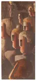 Oskar Schlemmer, Jünglingsgruppe in Braun, 1928, Synthetic resin on nettle and on panel