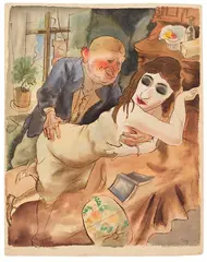 George Grosz, Liebespaar, 1924, Watercolor and ink pen