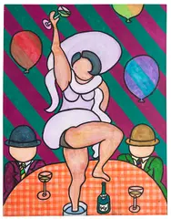 William Copley, Happy New Year, 1970, Acrylic on canvas
