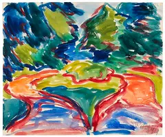 Karl Schmidt-Rottluff, Weggabelung, 1909, Watercolor