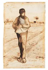 Vincent van Gogh, Der Sämann (Zaayer), 1881, Sepia Ink, partly with light blue wash