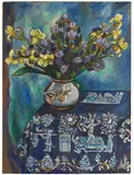 Max Pechstein, Die blaue Decke (Stilleben in Blau) (Blumenstilleben), 1918, Oil on canvas