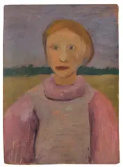 Paula Modersohn-Becker, Brustbild eines Mädchens in der Dämmerung, 1901, Oil tempera on cardboard