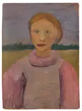 Paula Modersohn-Becker, Brustbild eines Mädchens in der Dämmerung, 1901, Oil tempera on cardboard