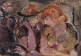 Helmut Kolle gen. vom Hügel, Zwei junge Frauen im Gespräch, 1923, Oil on cardboard