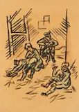 Max Pechstein, In der Etappe (aus der Werkreihe: "Somme-Schlacht"), 1917, Brush and India ink