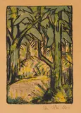 Otto Mueller, Waldlandschaft, Circa 1924, Colour lithograph on copperplate printing paper