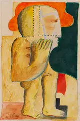 Männliche Figur mit Hut by Horst Antes, 1965, Watercolor, sold Nov 2025