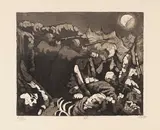 Otto Dix, Die Sapposten haben nachts das Feuer zu unterhalten, 1924, Etching
