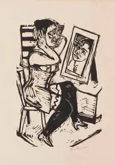 Max Beckmann, Toilette, 1923, Holzschnitt auf festem Velin