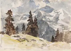 Edward Harrison Compton, Gebirgslandschaft, 1909, Watercolor