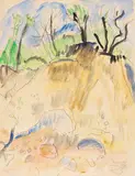 Erich Heckel, Bäume am Kliff, 1914, Watercolor