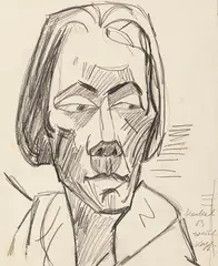 Erich Heckel, Weiblicher Kopf, 1913, Pencil drawing