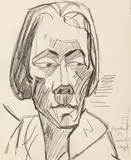 Erich Heckel, Weiblicher Kopf, 1913, Pencil drawing
