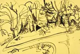 Ernst Ludwig Kirchner, Park, 1916, Pen and India ink drawing