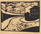 Karl Schmidt-Rottluff, Straßenbiegung, 1909, Woodcut