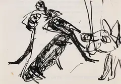 Tanzpaar auf der Bühne (mit Hund) by Ernst Ludwig Kirchner, 1910, Pen and India ink drawing, sold Oct 2025