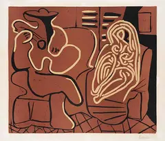 Pablo Picasso, L'Aubade, avec femme dans un fauteuil, 1959, Linocut in colors