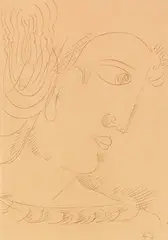 Oskar Schlemmer, Geneigter Kopf nach rechts, 1932, Pencil drawing