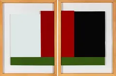 Julio Rondo, Ohne Titel (Rot, Weiss, Schwarz, Grün) 2 Teile, 2001, Acrylic