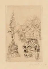 James Ensor, Candélabre et vase, 1888, Etching