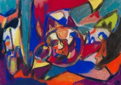 Adolf Hölzel, Komposition (Anbetung), 1930, Pastel