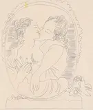 Andy Warhol, Couple embracing, 1954, Ball-point drawing