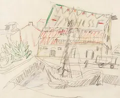 Bootshafen auf Fehmarn by Ernst Ludwig Kirchner, 1913, Pencil drawing, sold Aug 2025