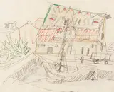 Ernst Ludwig Kirchner, Bootshafen auf Fehmarn, 1913, Pencil drawing