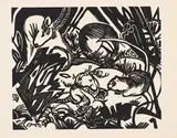 Franz Marc, Tierlegende, 1912, Woodcut