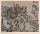 Bacchanale au Hibou by Pablo Picasso, 1959, Linocut in colors, sold Jul 2025