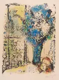 Marc Chagall, Le bouquet bleu, 1974, Lithograph in colors