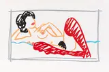 Tom Wesselmann, Fast Sketch Red Stocking Nude, 1991, Silkscreen in colors